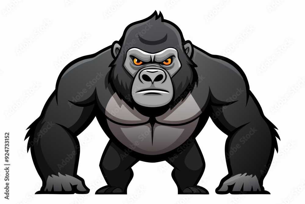Naklejka premium Cartoon Illustration of a Powerful and Aggressive Gorilla