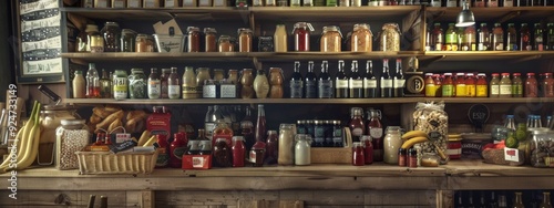 Wallpaper Mural Cozy pantry filled with jars of preserves, spices, and dry goods on wooden shelves Torontodigital.ca