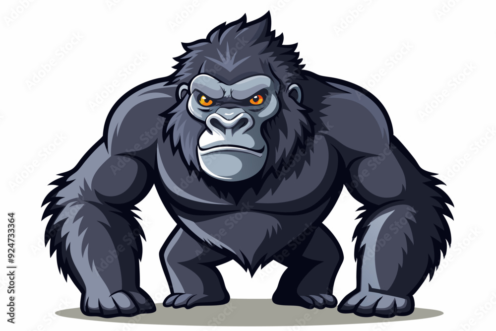 A menacing cartoon gorilla with furrowed brows and orange eyes A menacing cartoon gorilla with furrowed brows and orange eyes