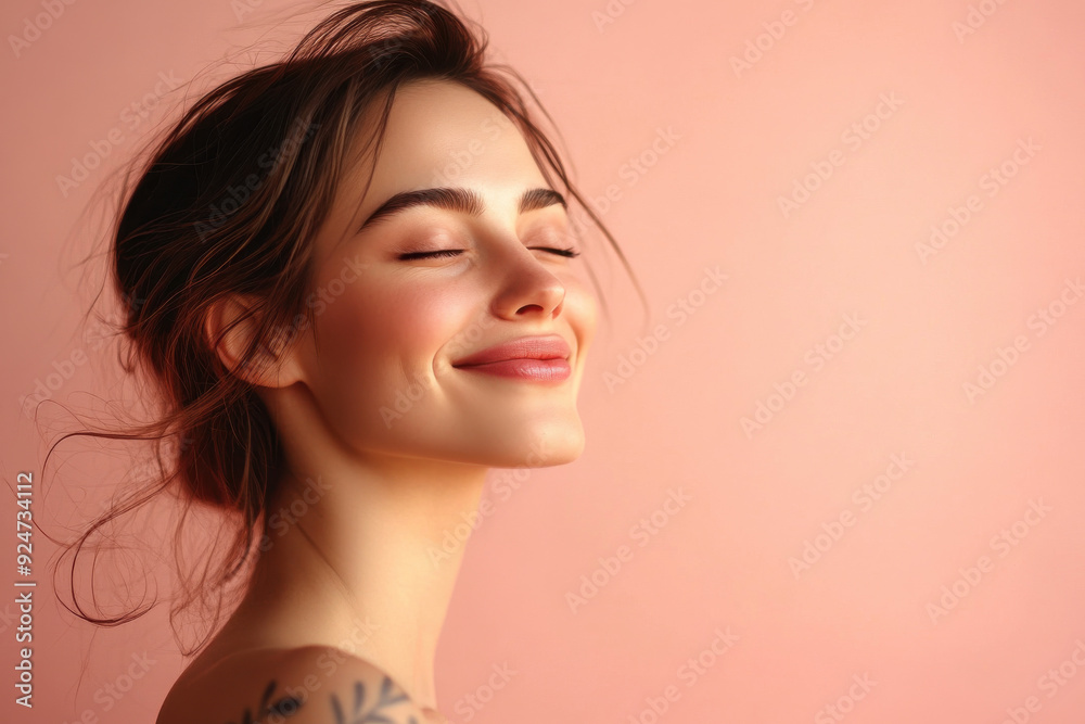 A close up of a woman's face with tattoos and her eyes closed A close up of a woman's face with tattoos and her eyes closed