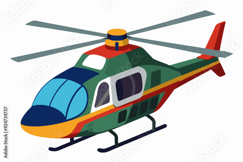 Colorful Isometric Illustration of a Helicopter