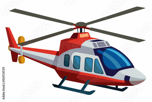 Red and White Helicopter with Grey Blades