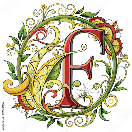 elegant monogram with letter f lettering