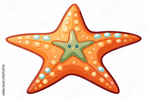 Cartoon Starfish with a Smiling Face and a Smaller Star Inside