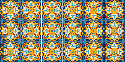 Portugues ornament tile texture, in azulejo oriental style, seamless pattern