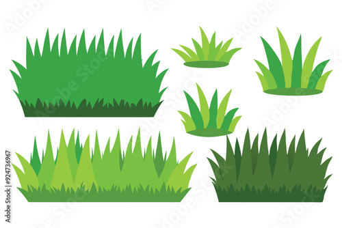 Patch of green grass Vector illustration set on white background