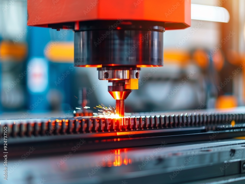 A close-up view of a laser cutting machine in action, showcasing precision and innovation in modern manufacturing processes.