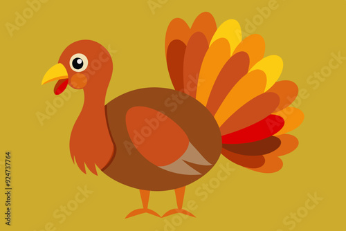 Beautiful domestic bird turkey vector art illustration photo