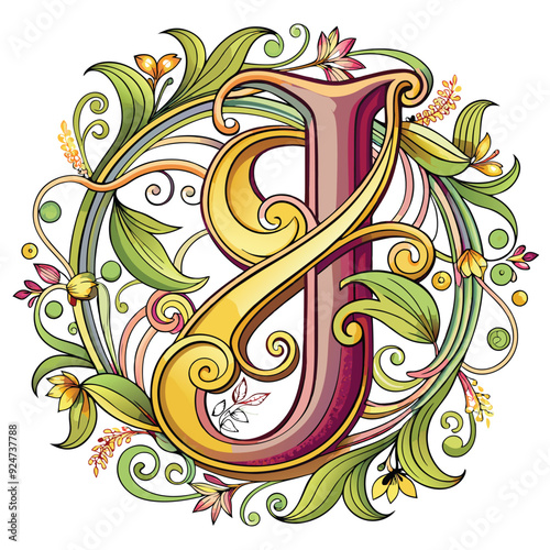 elegant monogram with letter j lettering