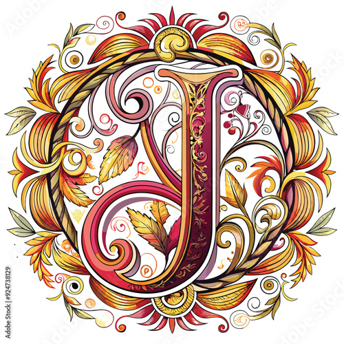 elegant monogram with letter j lettering
