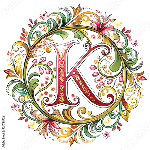elegant monogram with letter k lettering