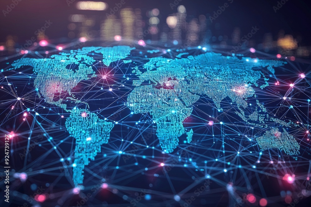 Global Digital Business Network Connection Illustration created with Generative AI Global Digital Business Network Connection Illustration created with Generative AI