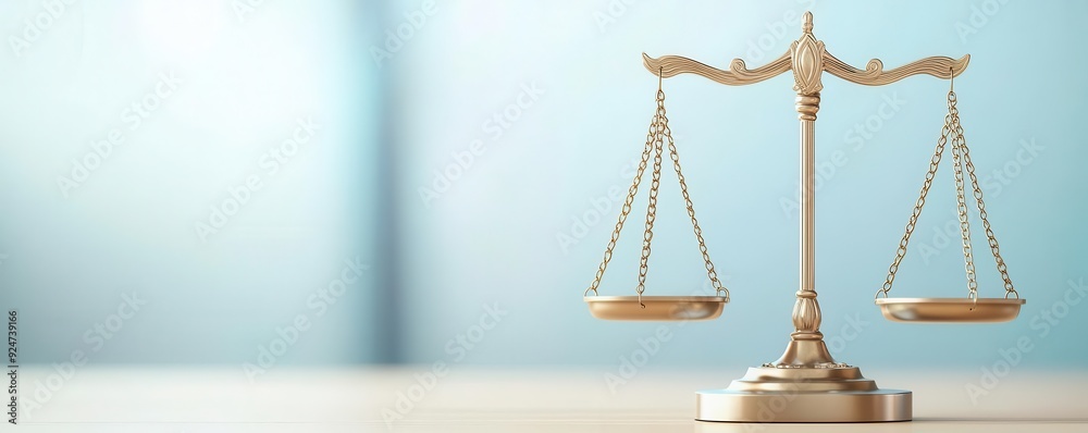 Scales of justice with equal weights, representing fairness, flat design illustration Scales of justice with equal weights, representing fairness, flat design illustration