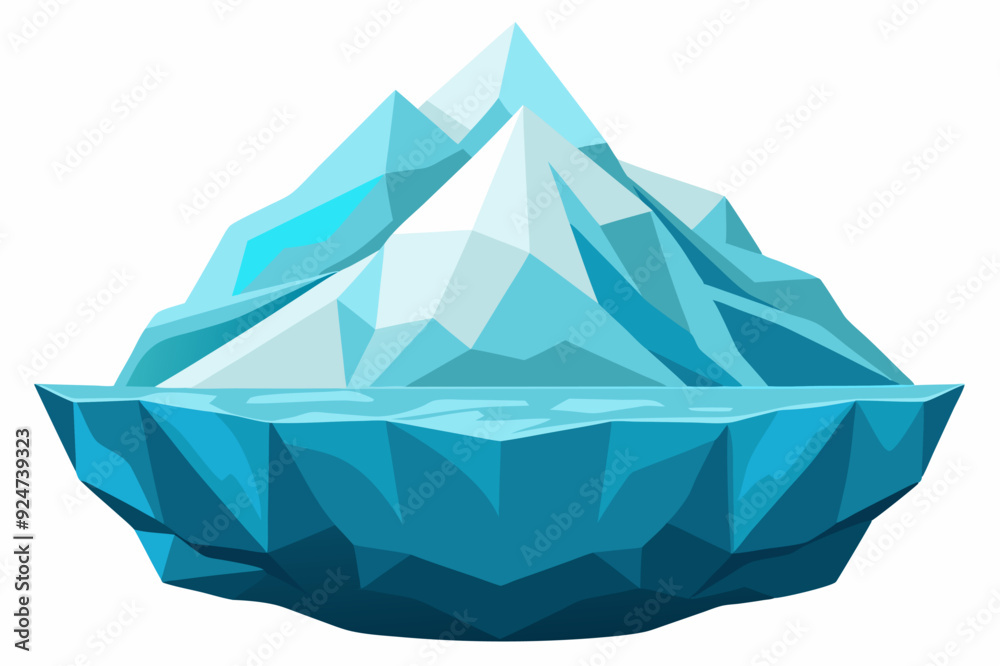Blue, Triangular Iceberg Floating in Water Blue, Triangular Iceberg Floating in Water