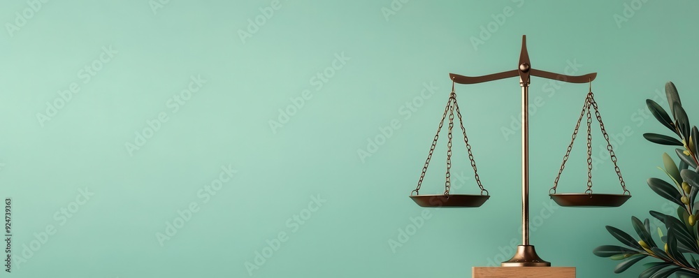 Scales of justice with olive branches, peace and fairness, flat design illustration Scales of justice with olive branches, peace and fairness, flat design illustration