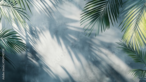 Tropical Leaves and Shadows Creating a Serene Background