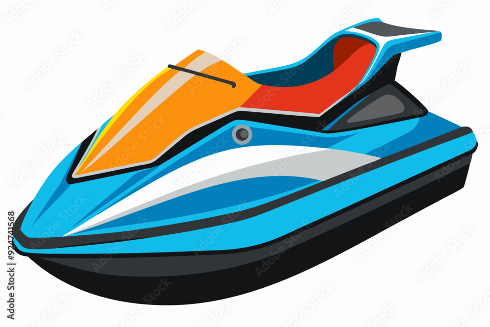 Naklejka premium Blue and Black Jet Ski with Orange and Red Details