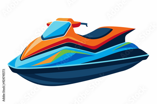 Colorful Jet Ski with Blue and Orange Design