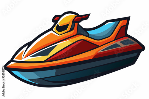 Orange and Red Jet Ski Illustration