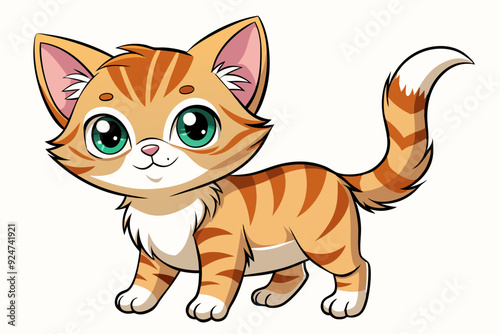 Cute Orange Tabby Kitten with Green Eyes