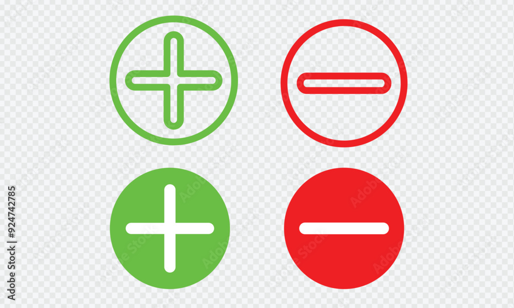 plus and minus icons set in green and red color. Calculator icon, you can use for commercial. 

