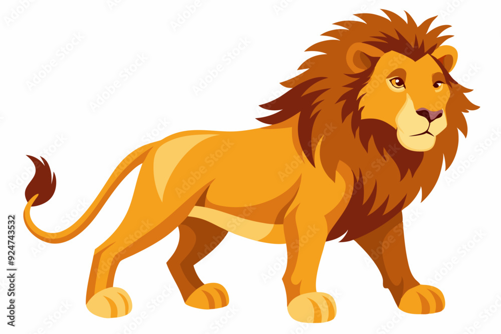 Obraz premium A Cartoon Lion Standing with a Serene Expression