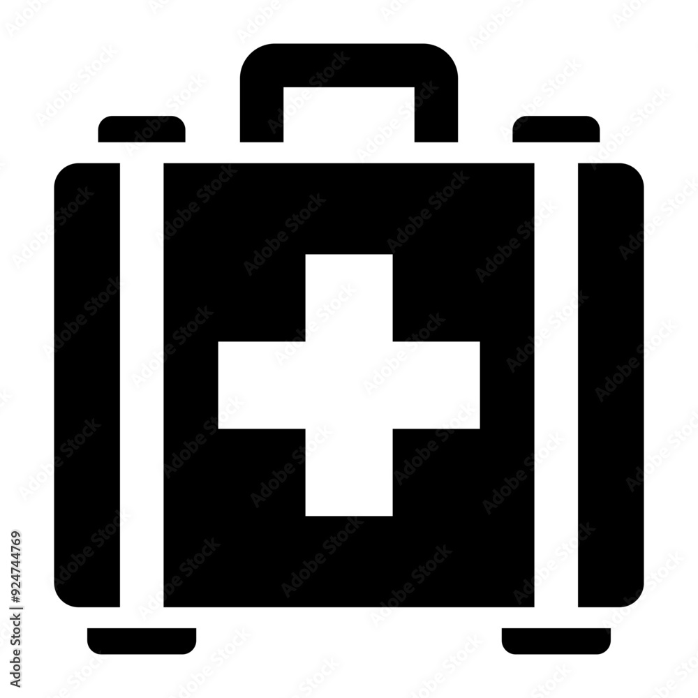Obraz premium First aid kit icon in glyph style