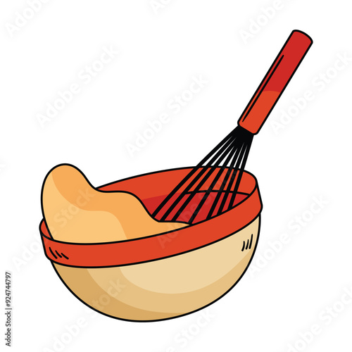 Mixing Bowl with Whisk Illustration
