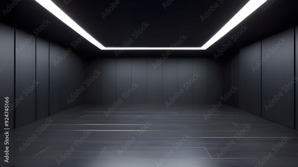Modern Minimalist Black Room with Geometric Lighting Modern Minimalist Black Room with Geometric Lighting