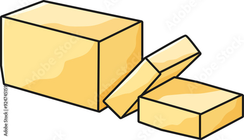 illustration of butter blocks in cartoon style