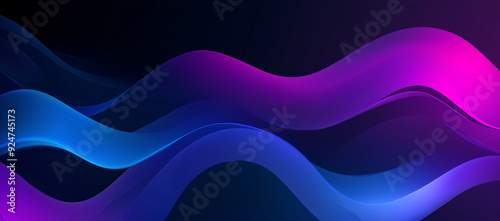Wallpaper Mural Black background with blue purple gradient, curved lines in middle of screen, glowing waves, technological style abstract design concept. Torontodigital.ca