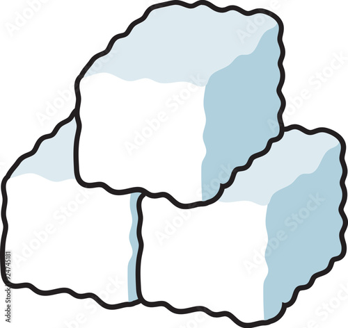 illustration of white sugar cubes in cartoon style