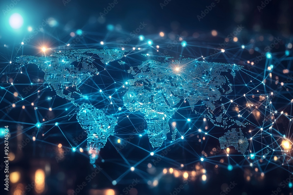 Global Digital Business Network Connection Illustration created with Generative AI Global Digital Business Network Connection Illustration created with Generative AI