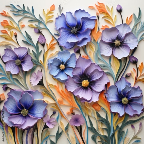 Vibrant 3D Floral Art with Colorful Blooms