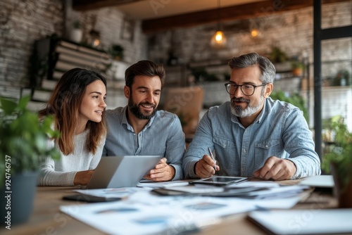 young couple is meeting with a financial planner, Generative AI