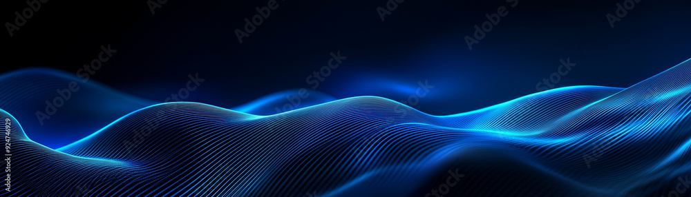 Dark blue abstract smooth with neon bright blue waves glow dynamic background, neon waves concept. Dark blue abstract smooth with neon bright blue waves glow dynamic background, neon waves concept.