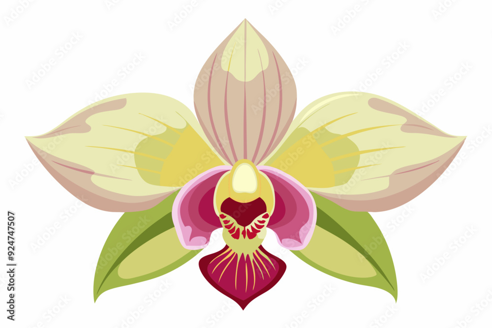 Obraz premium A Close-Up View of a Yellow and Pink Orchid Flower