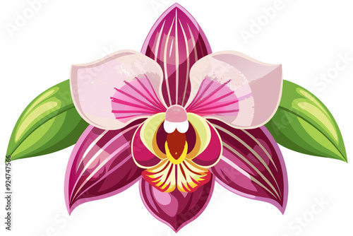 A Vibrant Pink Orchid with Green Leaves