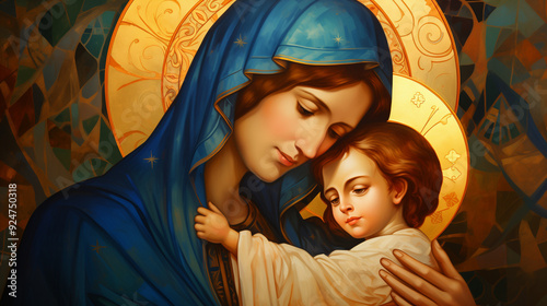 Mother Mary and Baby Jesus Christ photo