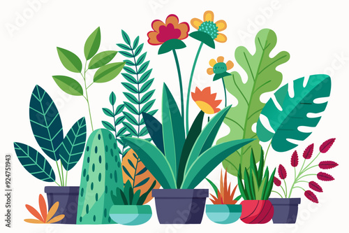 A Colorful Arrangement of Potted Plants and Flowers