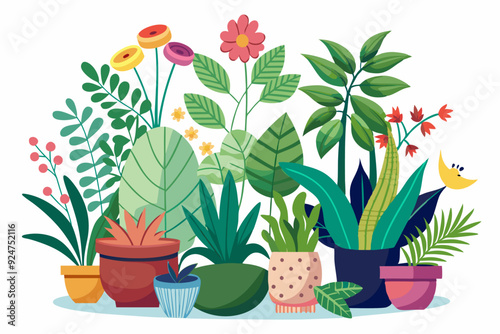 Colorful Potted Plants and Flowers