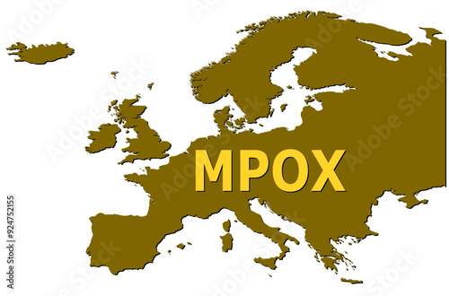 Vector illustration of Europe continent which has cases of MPOX disease, threats of pandemic