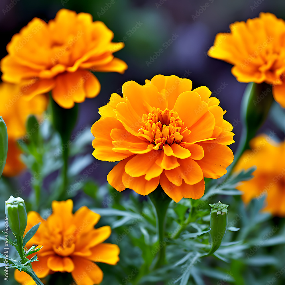 beautiful marigold flowers with close up. Ai Generative beautiful marigold flowers with close up. Ai Generative