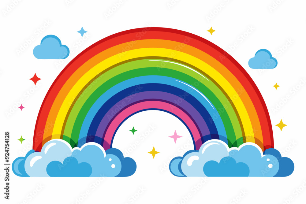Colorful Rainbow Arch with Clouds and Stars Colorful Rainbow Arch with Clouds and Stars