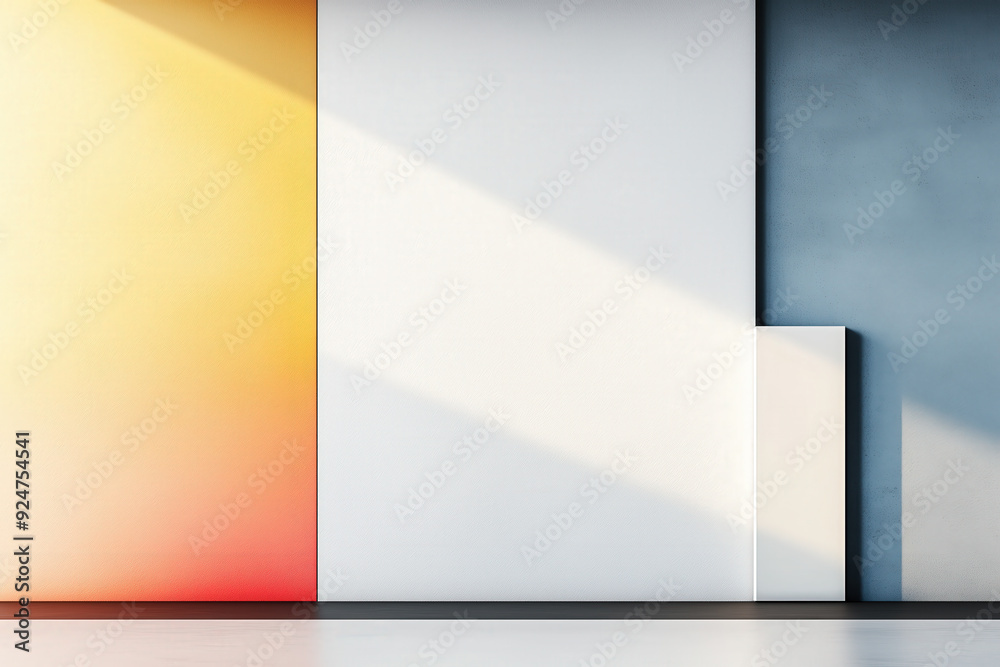 Minimalist Abstract Wall with Gradient Colors and Shadows