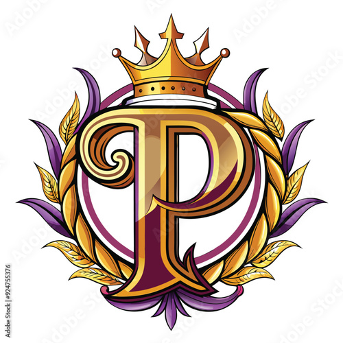 letter p with crown monogram logo