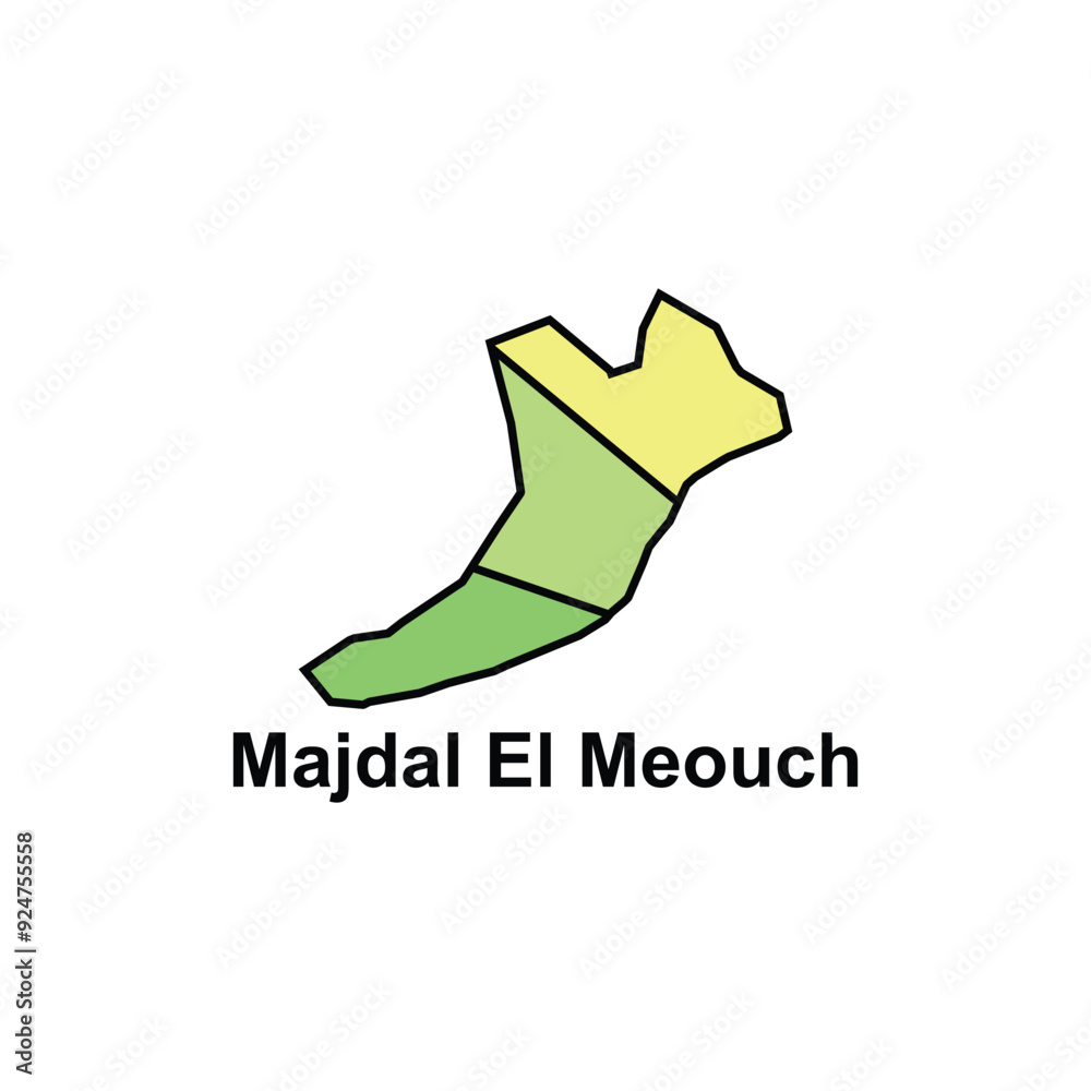 Meouch Map of Majdal El Meouch vector design template, World Map International ...