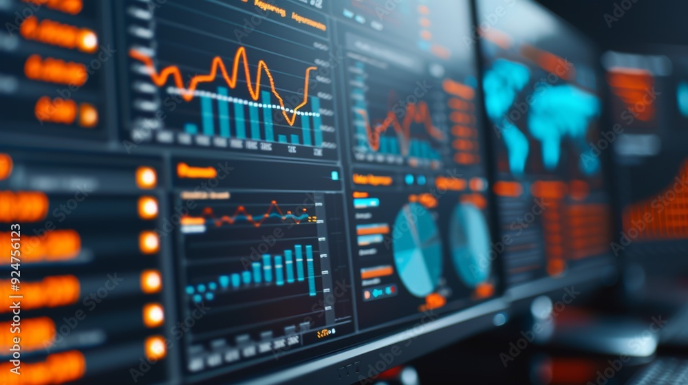 Detailed view of a data analysis dashboard showcasing various graphs, charts, and statistics for business insights. Detailed view of a data analysis dashboard showcasing various graphs, charts, and statistics for business insights.