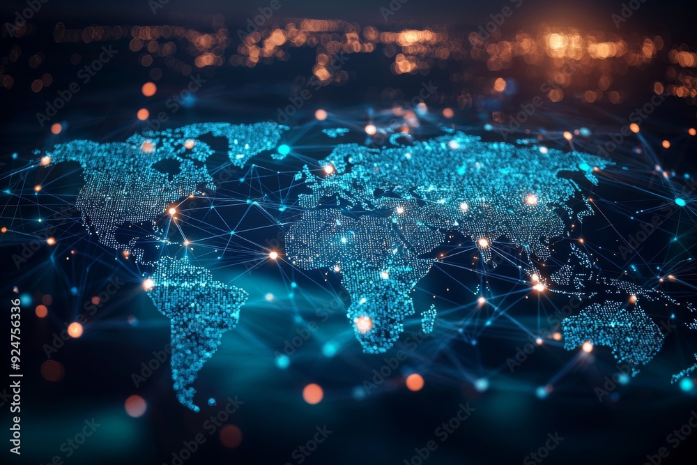 Global Digital Business Network Connection Illustration created with Generative AI Global Digital Business Network Connection Illustration created with Generative AI