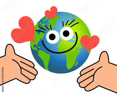 World kindness day. Random acts of kindness day emblem. Caring, responsibility, altruism of people. PLANET EARTH. Vector illustration. Global earth. Ecology theme. 